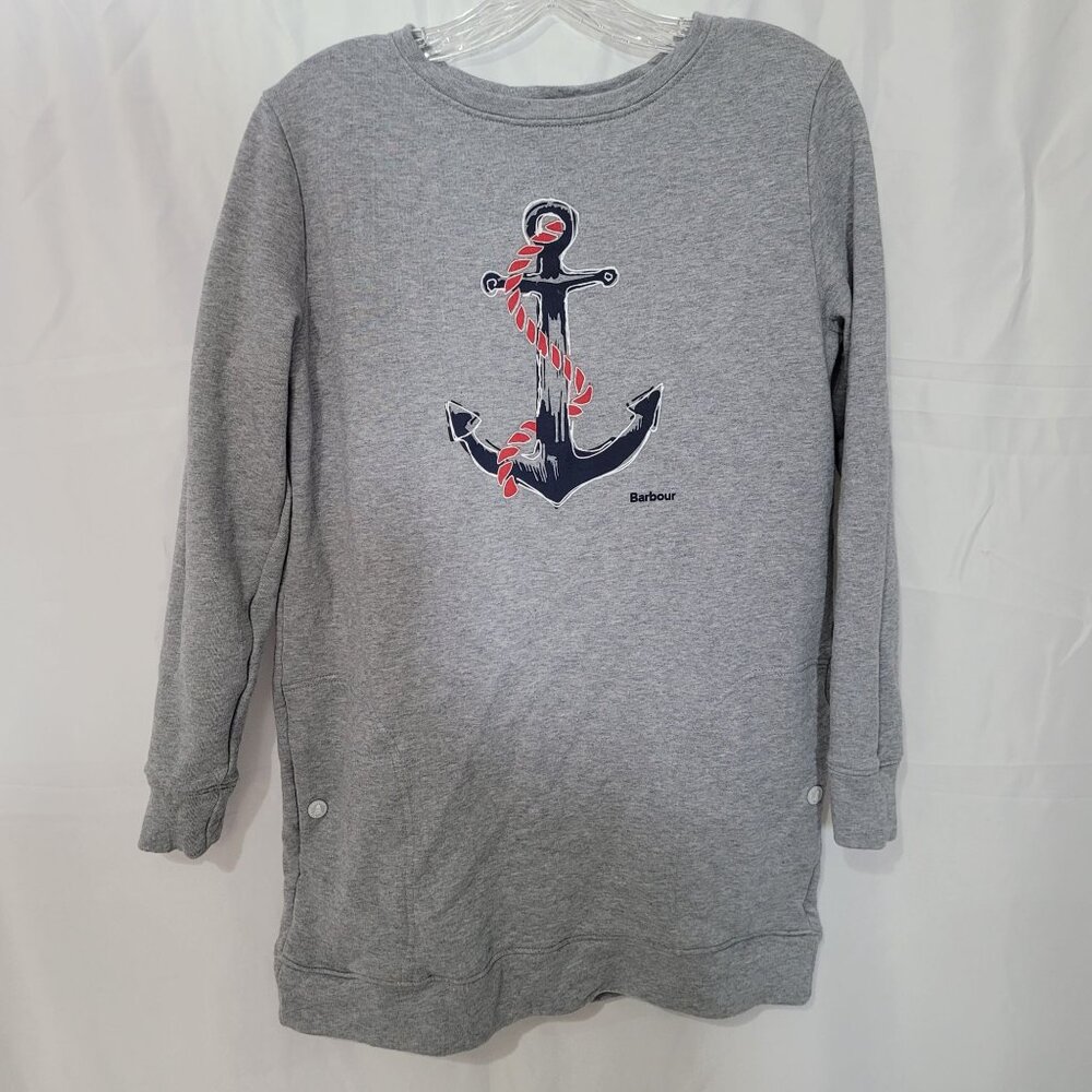 Barbour Women's Gray Sidmouth Overlayer Sweatshirt Size 4